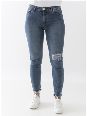 Cala feminina Jeans- Cintura Mdia - Perna Encurtada