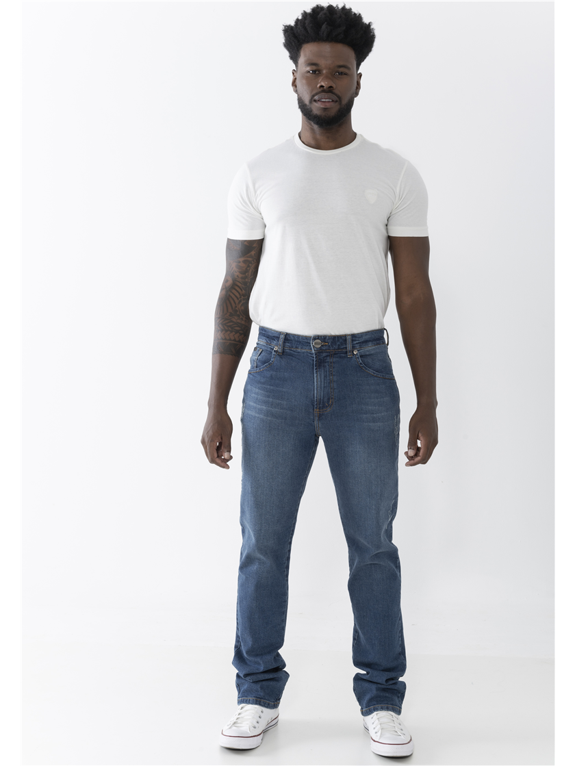 Calça Masculina Jeans Cintura Alta- Perna Reta - DTA