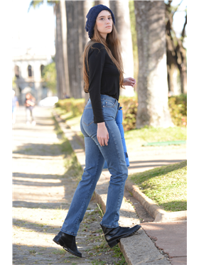 Calça Feminina Jeans- Cintura Média