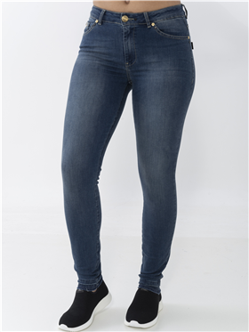 Calça Feminina Jeans - Cintura Alta- Perna Skinny Encurtada - DTA