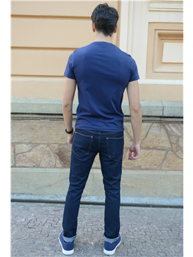 Calça Masculina Jeans - Cintura Média - Perna Justa