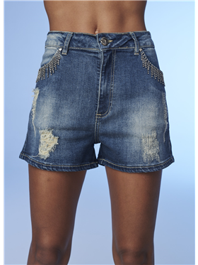 Shorts Feminino Jeans Cintura Alta