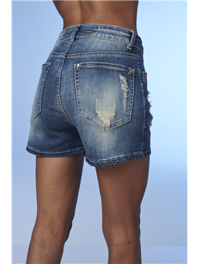 Shorts Feminino Jeans Cintura Alta